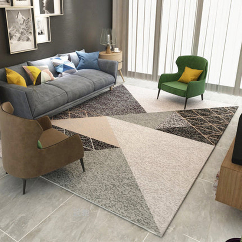 Multi Colored Room Area Rug Modern Colorblock Geometric Carpet Polypropylene Machine Washable Pet Friendly Non-Slip Rug