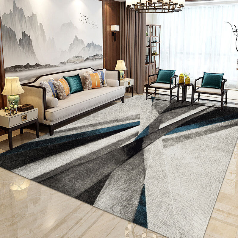 Modern Home Decorative Rug Multi Colored Geometry Area Rug Polypropylene Washable Stain Resistant Non-Slip Backing Rug