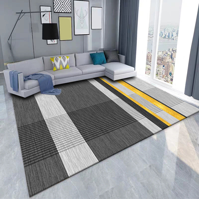 Luxuriöser geometrischer Teppich, mehrfarbig, minimalistischer Teppich, Synthetik, haustierfreundlich, maschinenwaschbar, rutschfester Teppich für die Inneneinrichtung