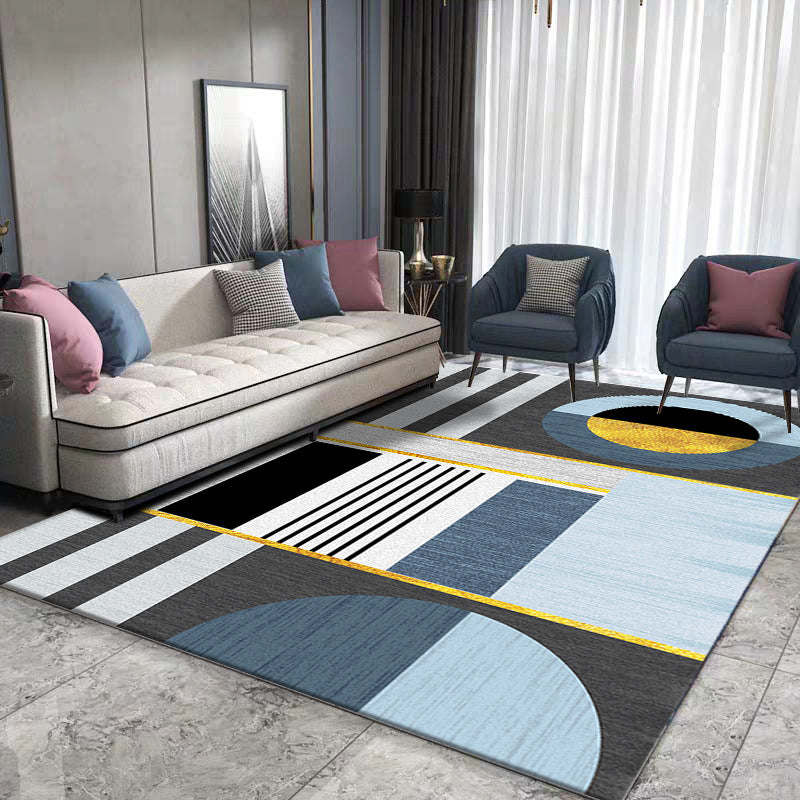 Luxuriöser geometrischer Teppich, mehrfarbig, minimalistischer Teppich, Synthetik, haustierfreundlich, maschinenwaschbar, rutschfester Teppich für die Inneneinrichtung