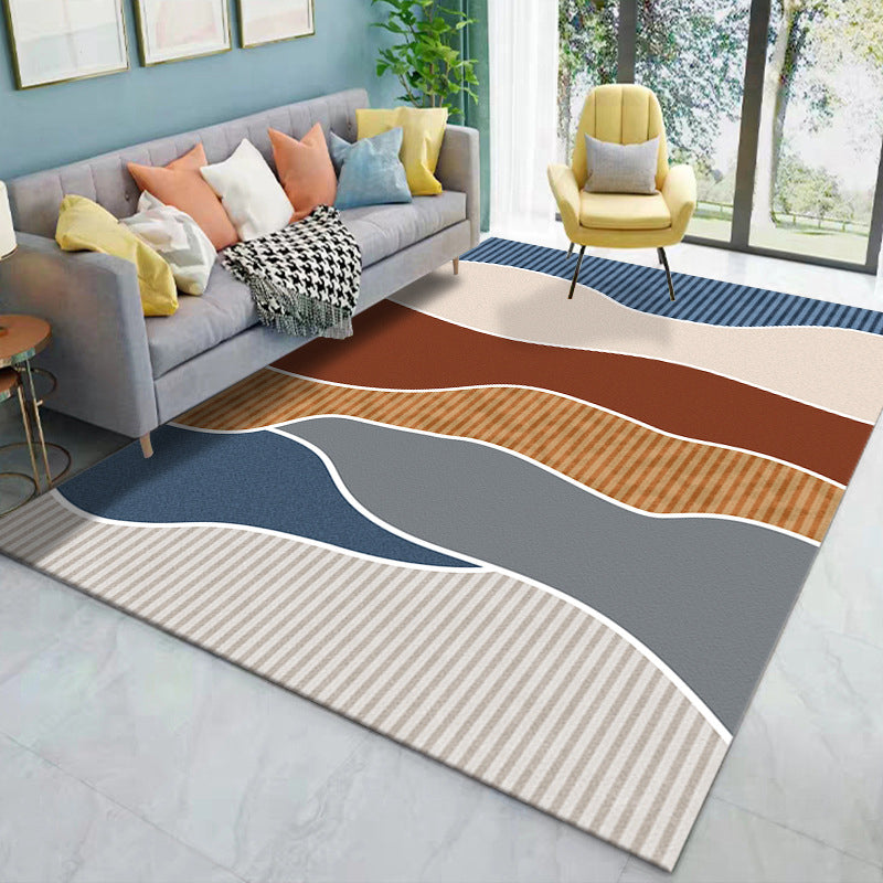 Luxuriöser geometrischer Teppich, mehrfarbig, minimalistischer Teppich, Synthetik, haustierfreundlich, maschinenwaschbar, rutschfester Teppich für die Inneneinrichtung