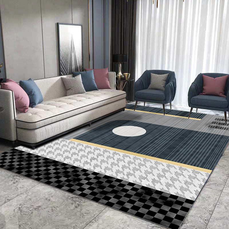 Luxuriöser geometrischer Teppich, mehrfarbig, minimalistischer Teppich, Synthetik, haustierfreundlich, maschinenwaschbar, rutschfester Teppich für die Inneneinrichtung
