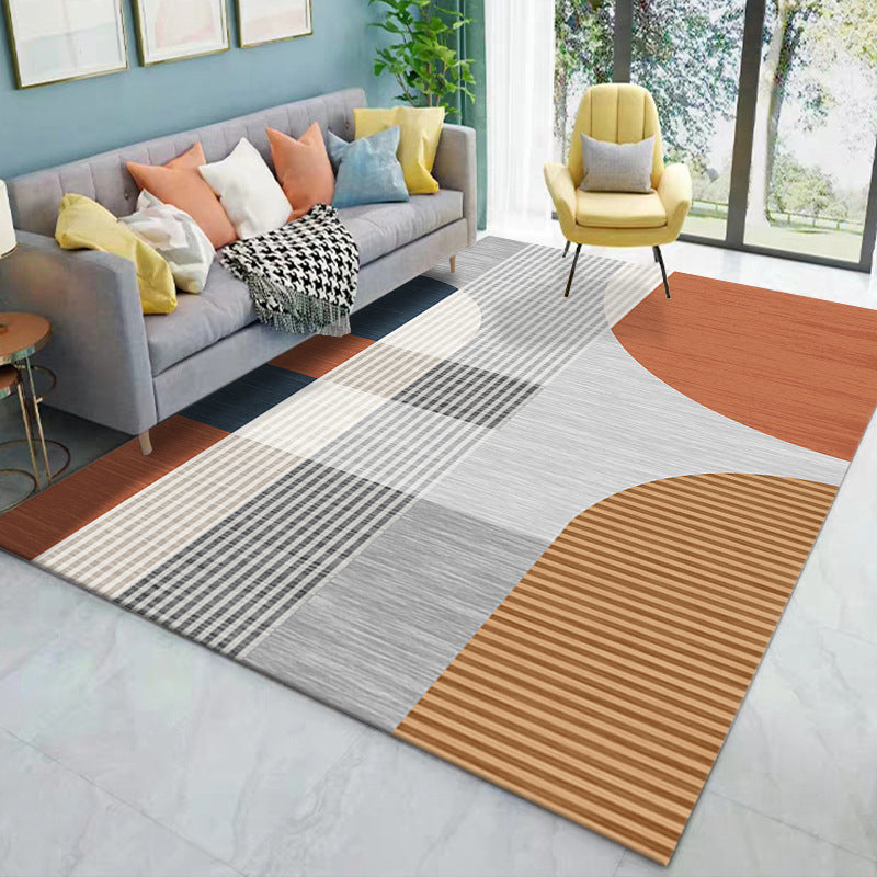 Luxuriöser geometrischer Teppich, mehrfarbig, minimalistischer Teppich, Synthetik, haustierfreundlich, maschinenwaschbar, rutschfester Teppich für die Inneneinrichtung