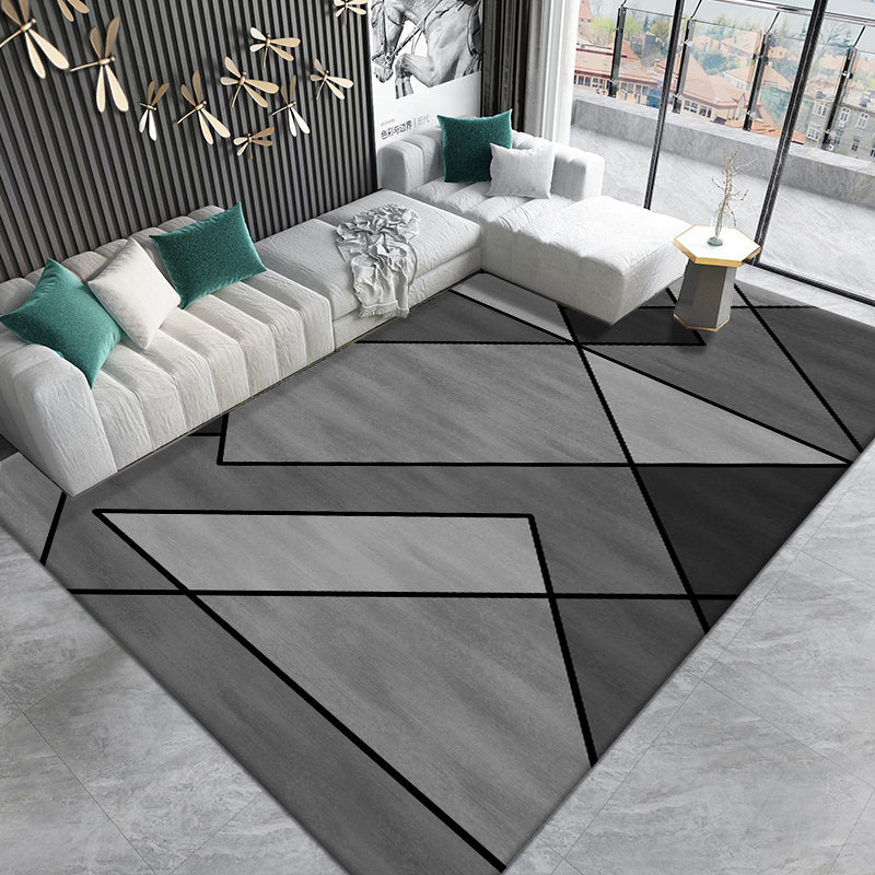 Fashionable Multicolor Nordic Rug Polyester Geometric Blocks Carpet Non-Slip Machine Washable Stain Resistant Rug for Living Room