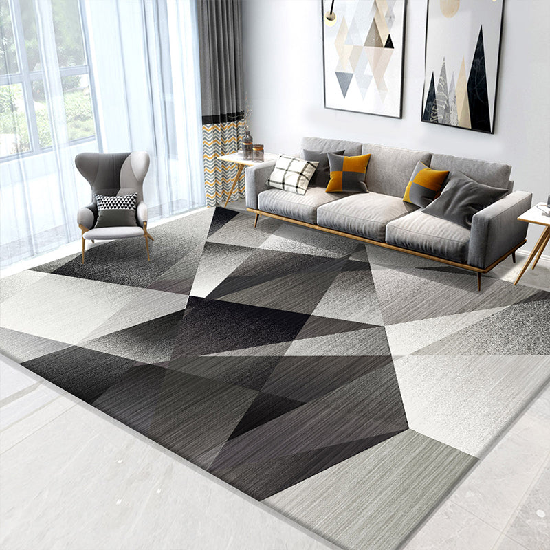 Fashionable Multicolor Nordic Rug Polyester Geometric Blocks Carpet Non-Slip Machine Washable Stain Resistant Rug for Living Room