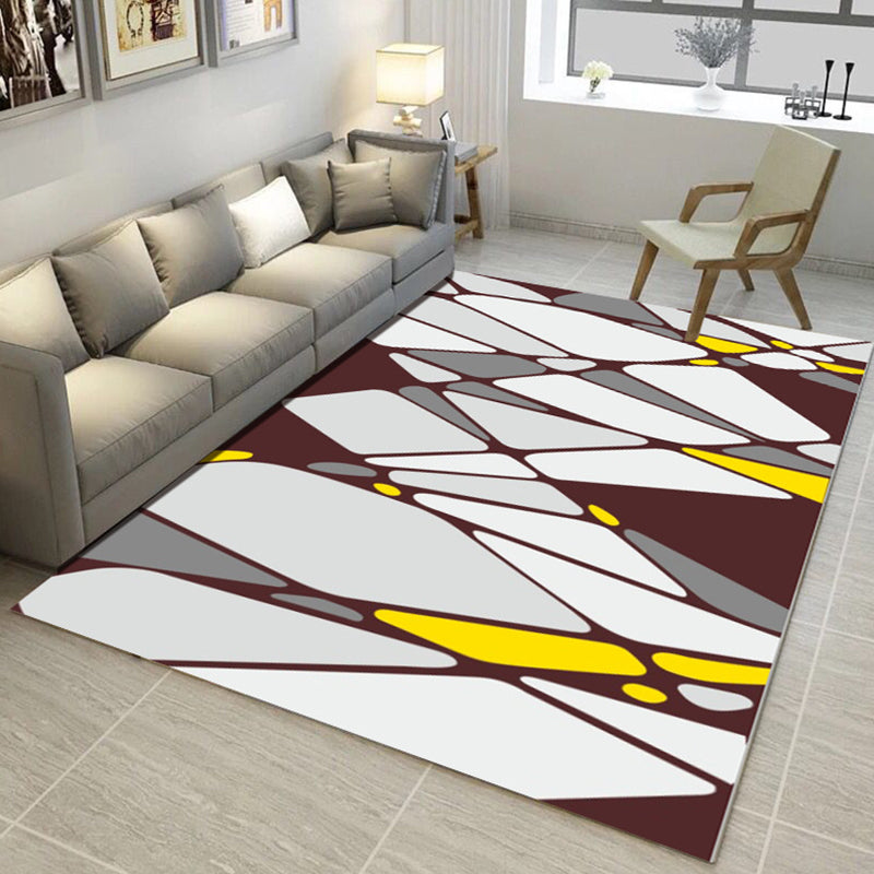 Environmental Modern Area Rug Multi Colored Geometrical Rug Pet Friendly Non-Slip Machine Washable Rug for Home