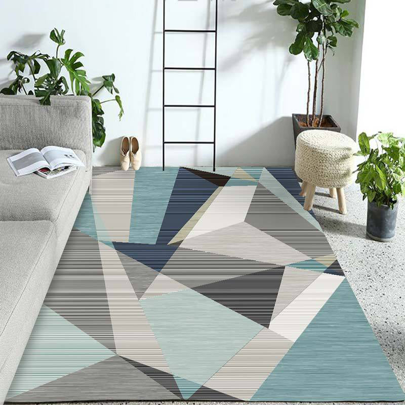 Pastel Colorblock Geometric Rug Multi-Color Nordic Carpet Polypropylene Pet Friendly Anti-Slip Backing Stain Resistant Rug for Room