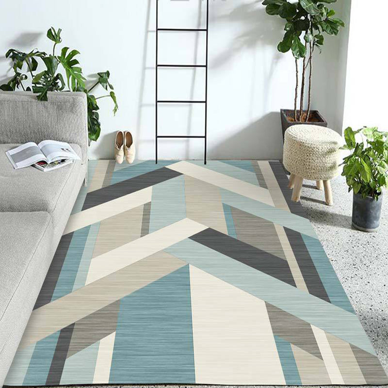 Pastel Colorblock Geometric Rug Multi-Color Nordic Carpet Polypropylene Pet Friendly Anti-Slip Backing Stain Resistant Rug for Room