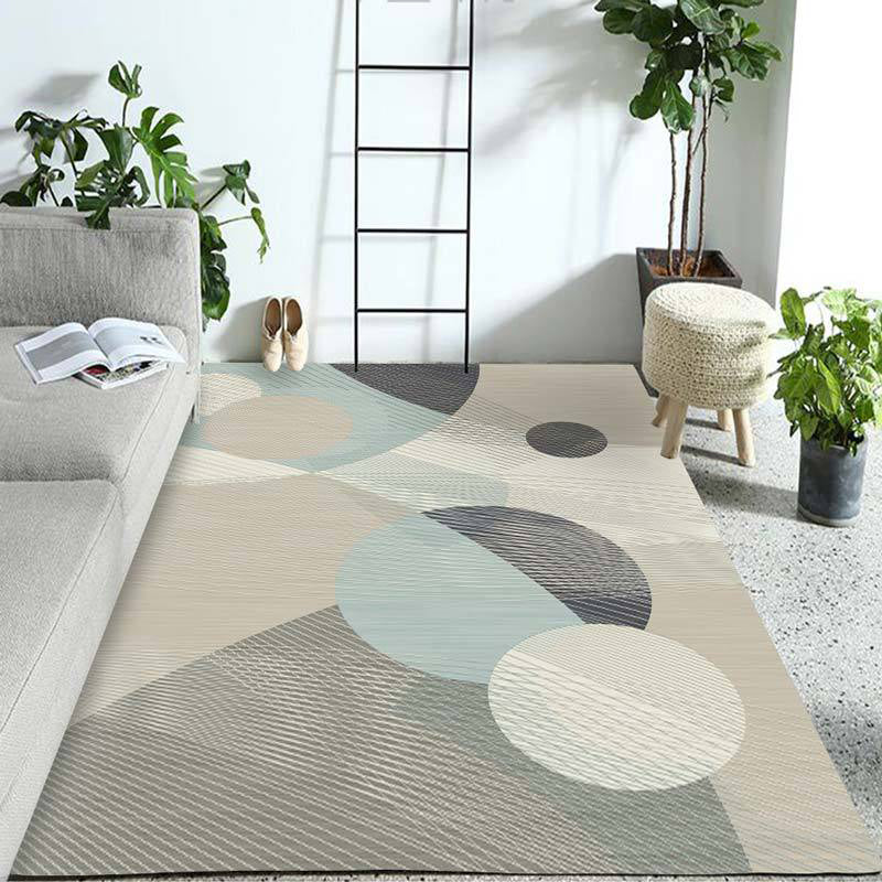 Pastel Colorblock Geometric Rug Multi-Color Nordic Carpet Polypropylene Pet Friendly Anti-Slip Backing Stain Resistant Rug for Room