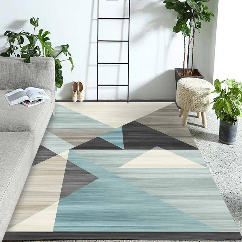 Pastel Colorblock Geometric Rug Multi-Color Nordic Carpet Polypropylene Pet Friendly Anti-Slip Backing Stain Resistant Rug for Room