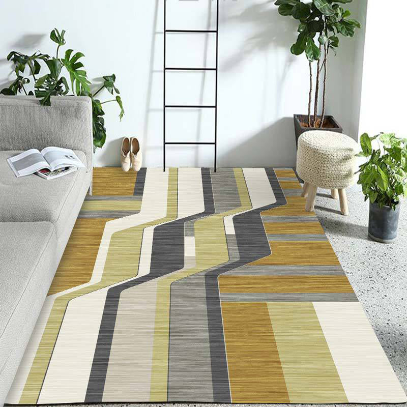 Pastel Colorblock Geometric Rug Multi-Color Nordic Carpet Polypropylene Pet Friendly Anti-Slip Backing Stain Resistant Rug for Room