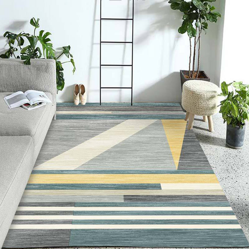 Pastel Colorblock Geometric Rug Multi-Color Nordic Carpet Polypropylene Pet Friendly Anti-Slip Backing Stain Resistant Rug for Room