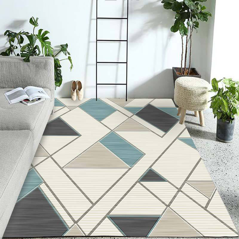 Pastel Colorblock Geometric Rug Multi-Color Nordic Carpet Polypropylene Pet Friendly Anti-Slip Backing Stain Resistant Rug for Room