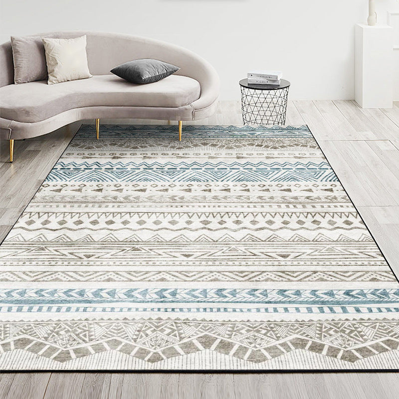 Nordic Geometric Printed Rug Multi Color Polyester Indoor Rug Anti-Slip Backing Washable Stain Resistant Carpet for Living Room