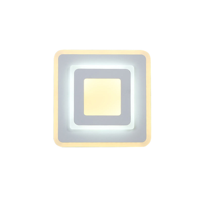 Minimal Acrylic Round/Square Wall Light Sconce Energy-Saving LED White Wall Lamp, Warm/White Light
