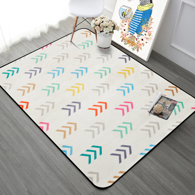 Modern Bedroom Area Rug Multi Color Geometry Arrow Print Rug Polypropylene Washable Pet Friendly Anti-Slip Rug