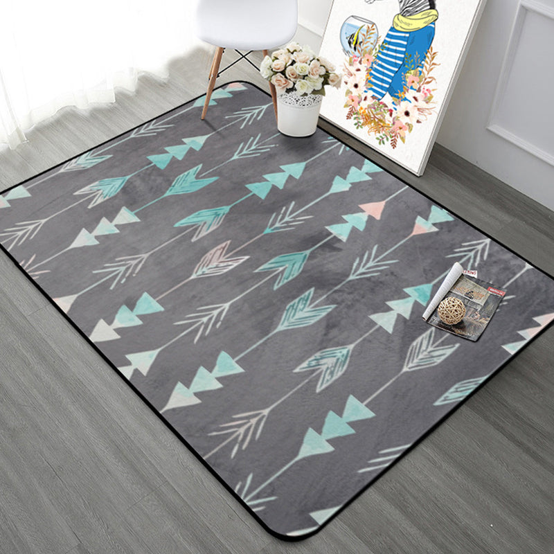 Modern Bedroom Area Rug Multi Color Geometry Arrow Print Rug Polypropylene Washable Pet Friendly Anti-Slip Rug