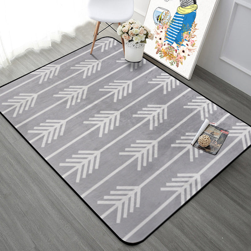 Modern Bedroom Area Rug Multi Color Geometry Arrow Print Rug Polypropylene Washable Pet Friendly Anti-Slip Rug