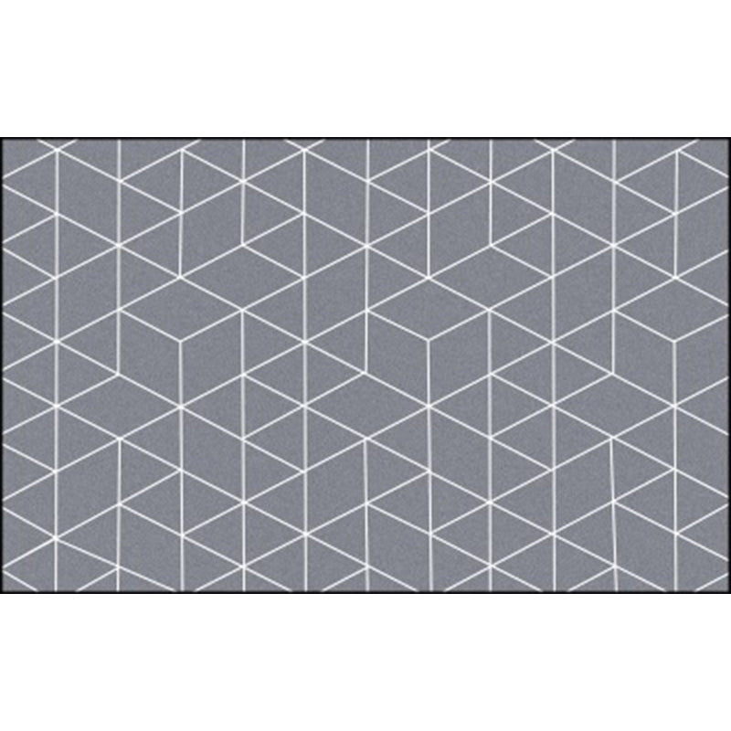 Grey Contrast Stitching Geometric Rug Polyester Modern Indoor Rug Machine Washable Stain Resistant Non-Slip Rug for Bedroom