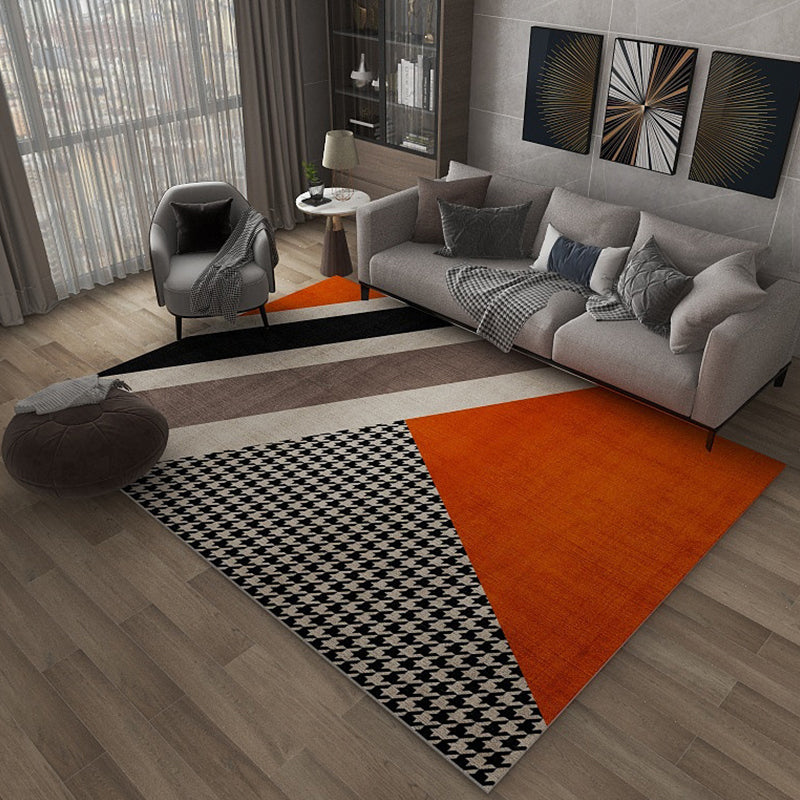 Modern Color-Blocking Geometric Rug Multicolor Polypropylene Rug Machine Washable Non-Slip Pet Friendly Area Rug for Room