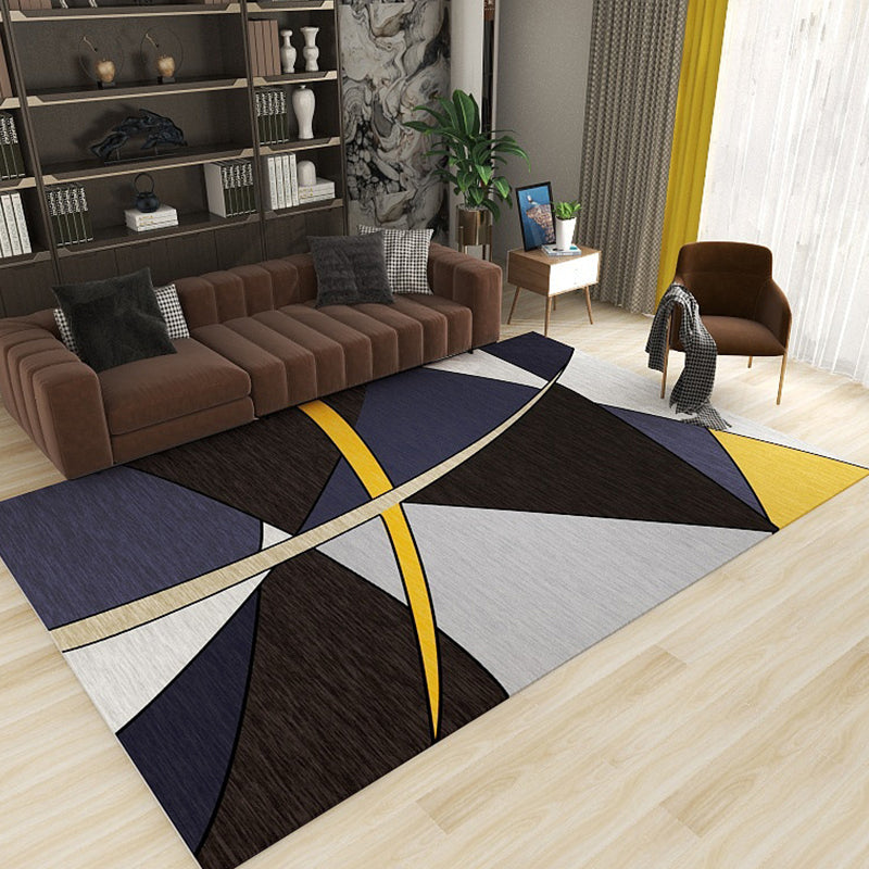 Modern Color-Blocking Geometric Rug Multicolor Polypropylene Rug Machine Washable Non-Slip Pet Friendly Area Rug for Room