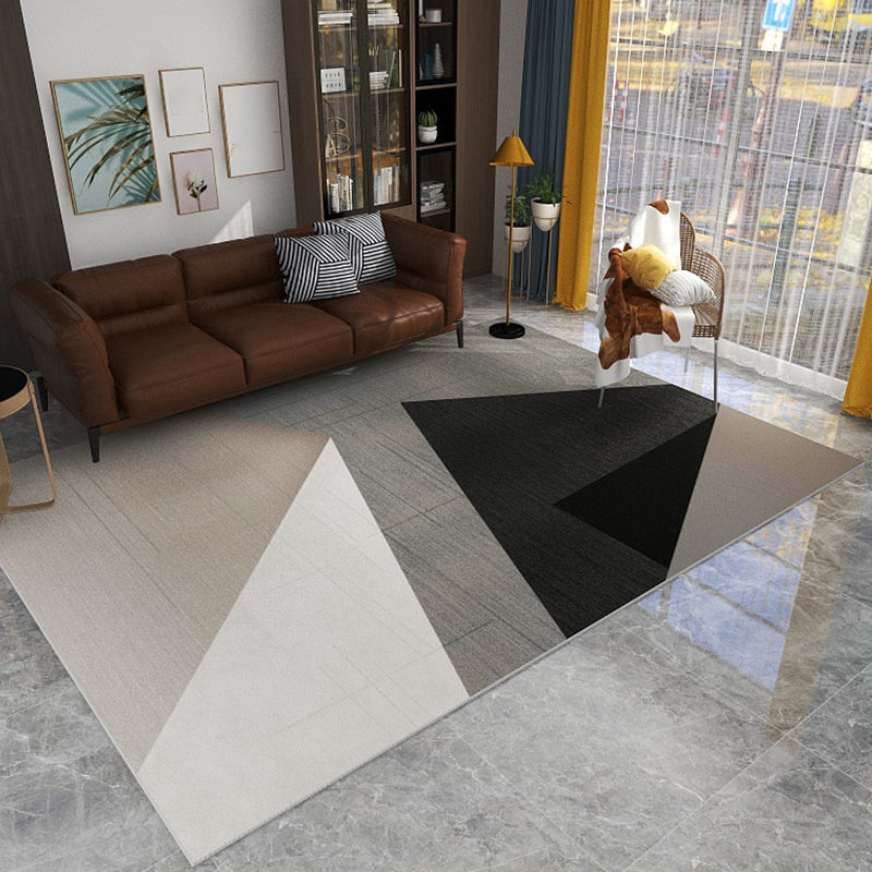 Modern Color-Blocking Geometric Rug Multicolor Polypropylene Rug Machine Washable Non-Slip Pet Friendly Area Rug for Room