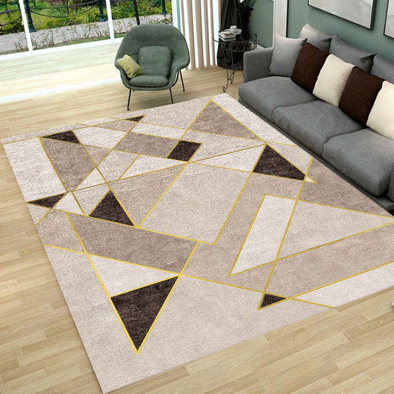 Novel Sketch Effect Geometric Rug Multi-Color Modern Carpet Polyester Stain Resistant Pet Friendly Anti-Slip Rug for Room