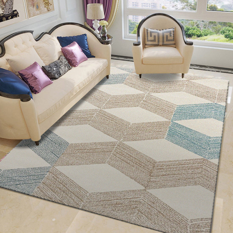 Novel Sketch Effect Geometric Rug Multi-Color Modern Carpet Polyester Stain Resistant Pet Friendly Anti-Slip Rug for Room