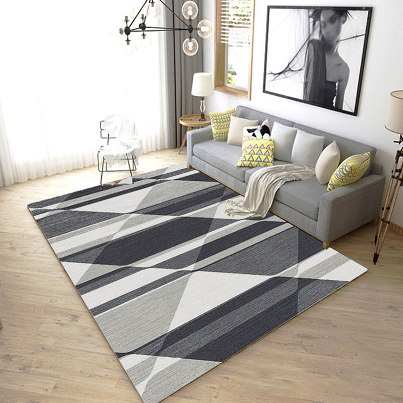 Nordic Hotel Area Rug Multi Colored Geometric Indoor Rug Synthetics Anti-Slip Stain Resistant Washable Rug