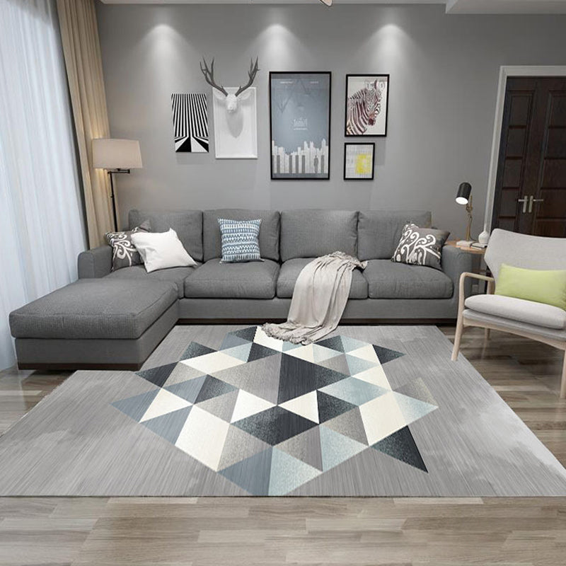 Nordic Hotel Area Rug Multi Colored Geometric Indoor Rug Synthetics Anti-Slip Stain Resistant Washable Rug