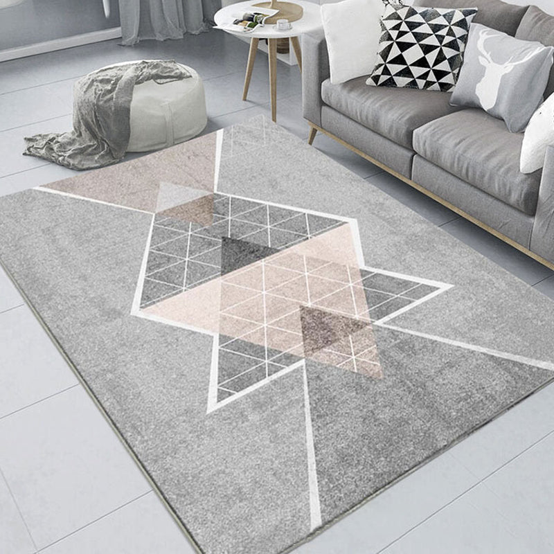 Nordic Hotel Area Rug Multi Colored Geometric Indoor Rug Synthetics Anti-Slip Stain Resistant Washable Rug