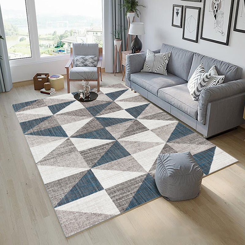 Nordic Hotel Area Rug Multi Colored Geometric Indoor Rug Synthetics Anti-Slip Stain Resistant Washable Rug