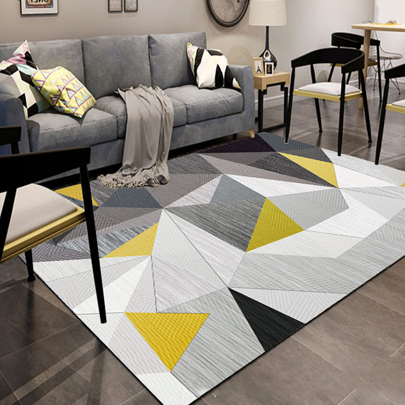 Nordic Hotel Area Rug Multi Colored Geometric Indoor Rug Synthetics Anti-Slip Stain Resistant Washable Rug