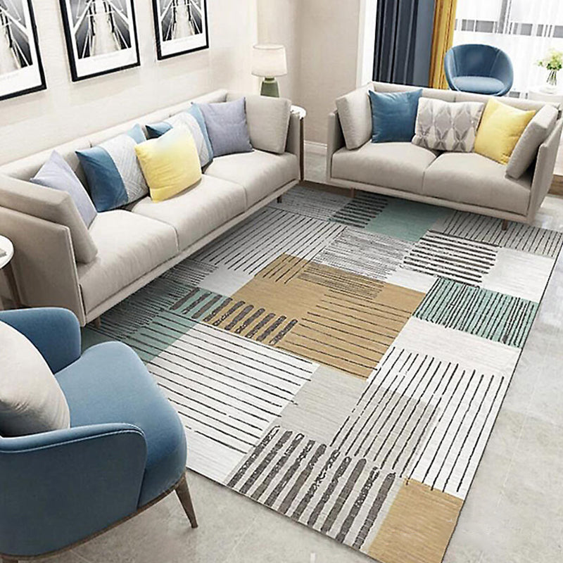 Nordic Hotel Area Rug Multi Colored Geometric Indoor Rug Synthetics Anti-Slip Stain Resistant Washable Rug