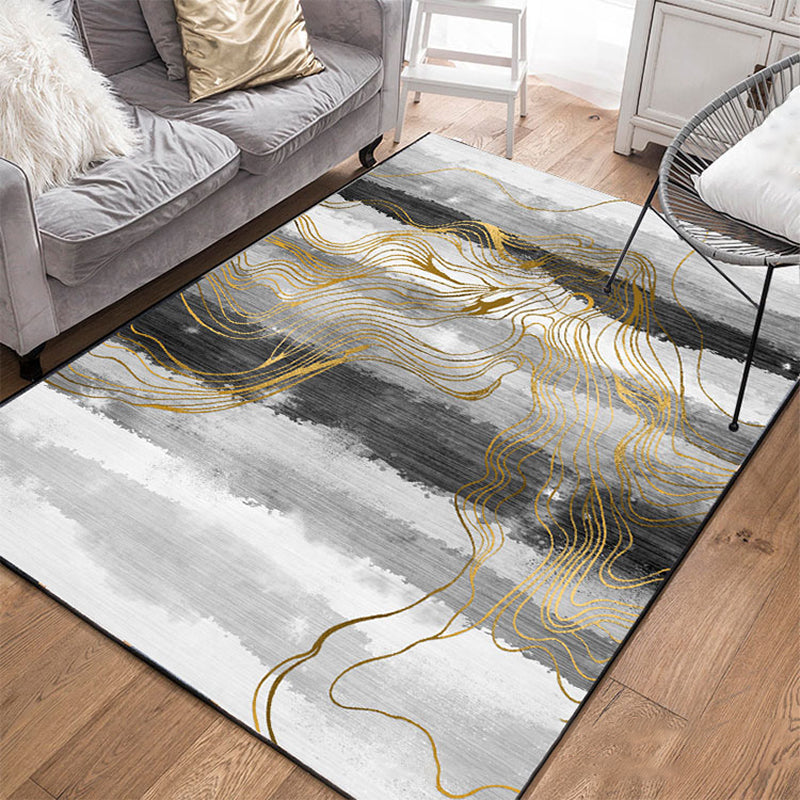 Nordic Hotel Area Rug Multi Colored Geometric Indoor Rug Synthetics Anti-Slip Stain Resistant Washable Rug