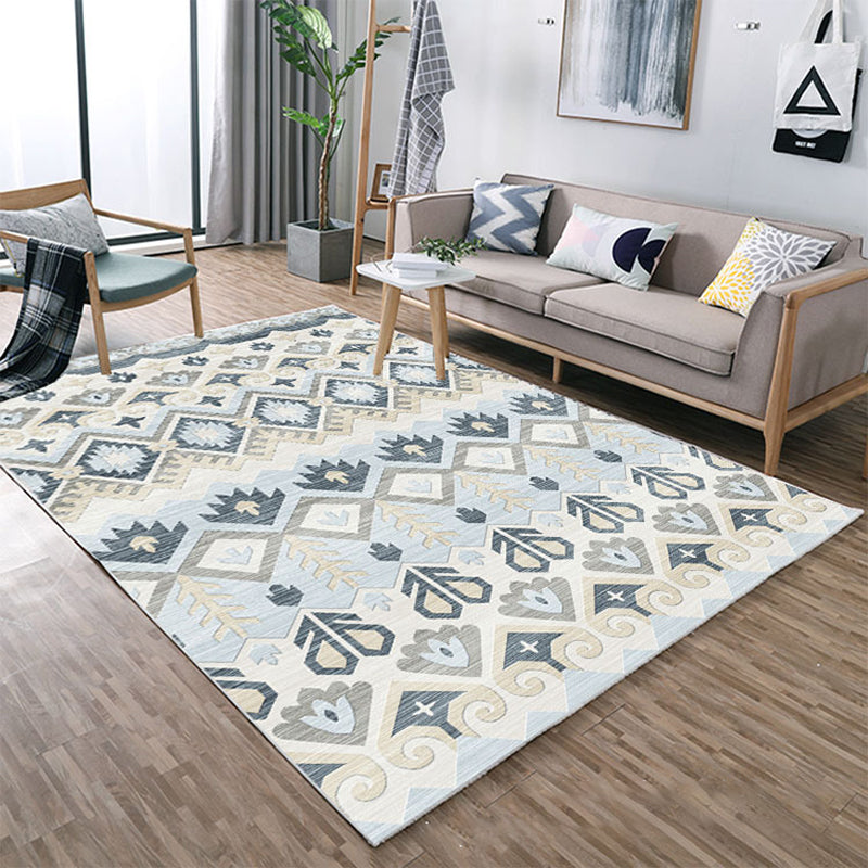 Nordic Hotel Area Rug Multi Colored Geometric Indoor Rug Synthetics Anti-Slip Stain Resistant Washable Rug