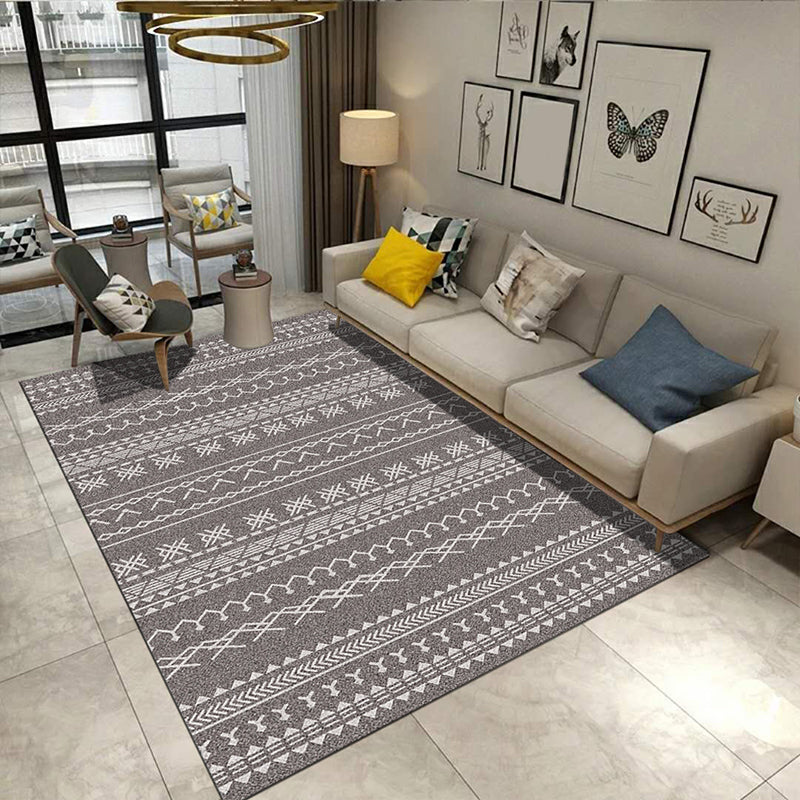 Minimalistic Living Room Rug Multicolor Geometric Line Print Rug Polypropylene Stain Resistant Anti-Slip Pet Friendly Rug