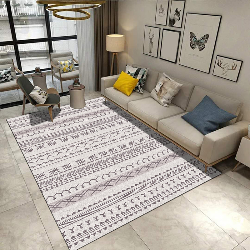 Minimalistic Living Room Rug Multicolor Geometric Line Print Rug Polypropylene Stain Resistant Anti-Slip Pet Friendly Rug
