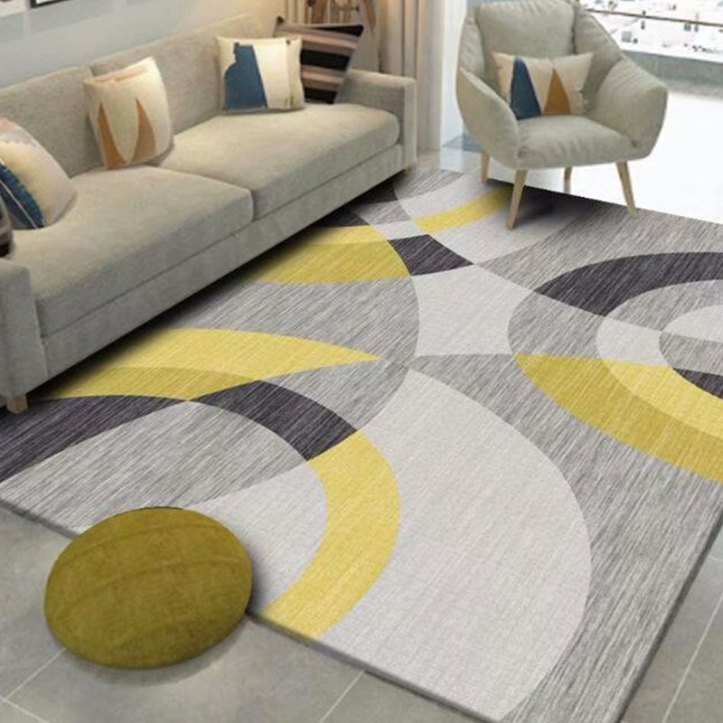 Künstlerischer mehrfarbiger moderner Teppich aus Synthetik, geometrischer Blockteppich, schmutzabweisend, rutschfeste Rückseite, maschinenwaschbarer Teppich zur Dekoration