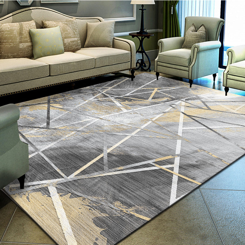 Unique Geometrical Print Rug Multi Color Modern Carpet Synthetics Stain Resistant Washable Non-Slip Backing Rug for Home