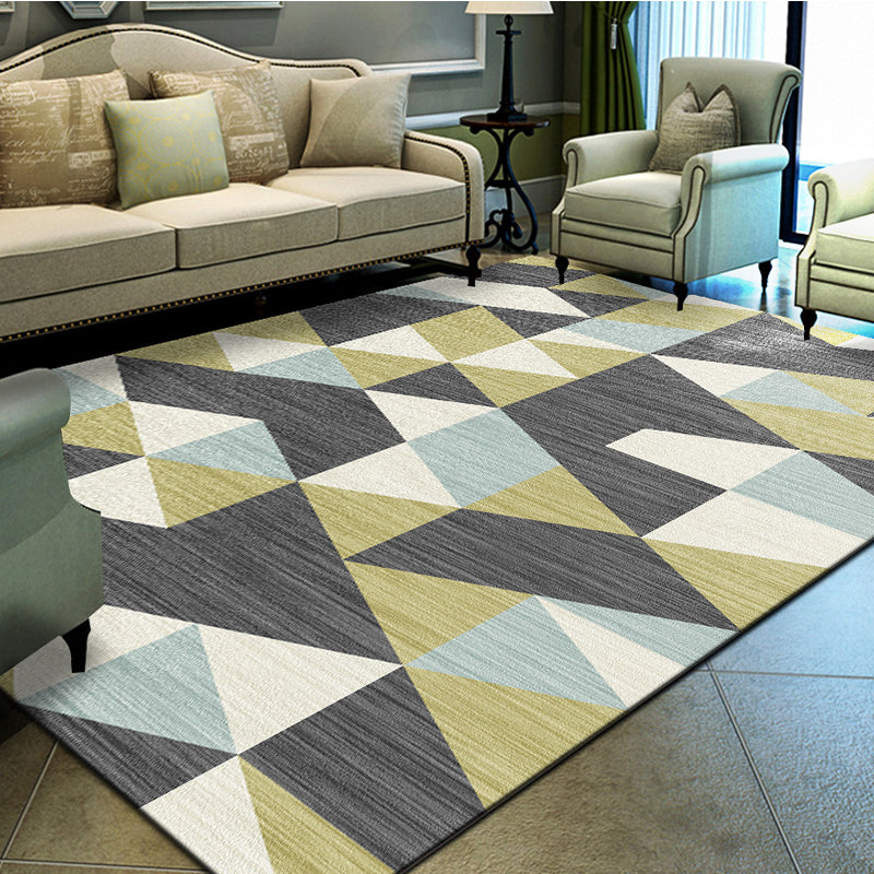 Unique Geometrical Print Rug Multi Color Modern Carpet Synthetics Stain Resistant Washable Non-Slip Backing Rug for Home