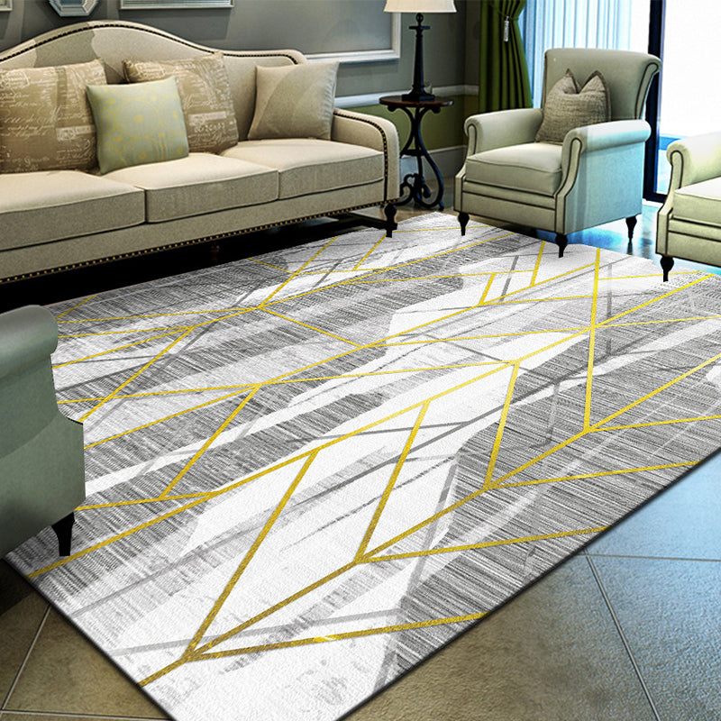 Unique Geometrical Print Rug Multi Color Modern Carpet Synthetics Stain Resistant Washable Non-Slip Backing Rug for Home