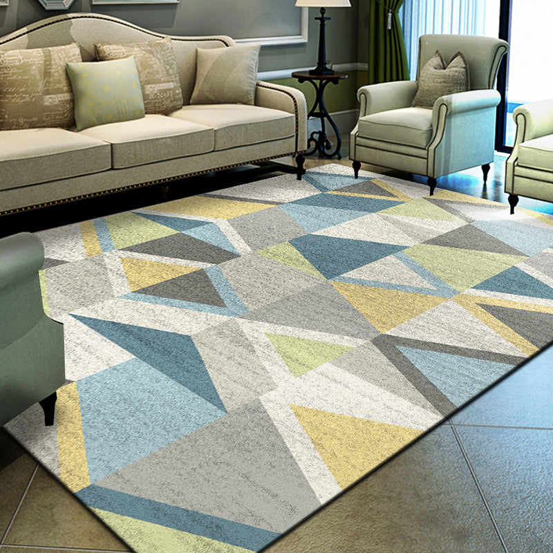 Unique Geometrical Print Rug Multi Color Modern Carpet Synthetics Stain Resistant Washable Non-Slip Backing Rug for Home