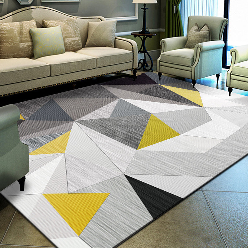 Unique Geometrical Print Rug Multi Color Modern Carpet Synthetics Stain Resistant Washable Non-Slip Backing Rug for Home