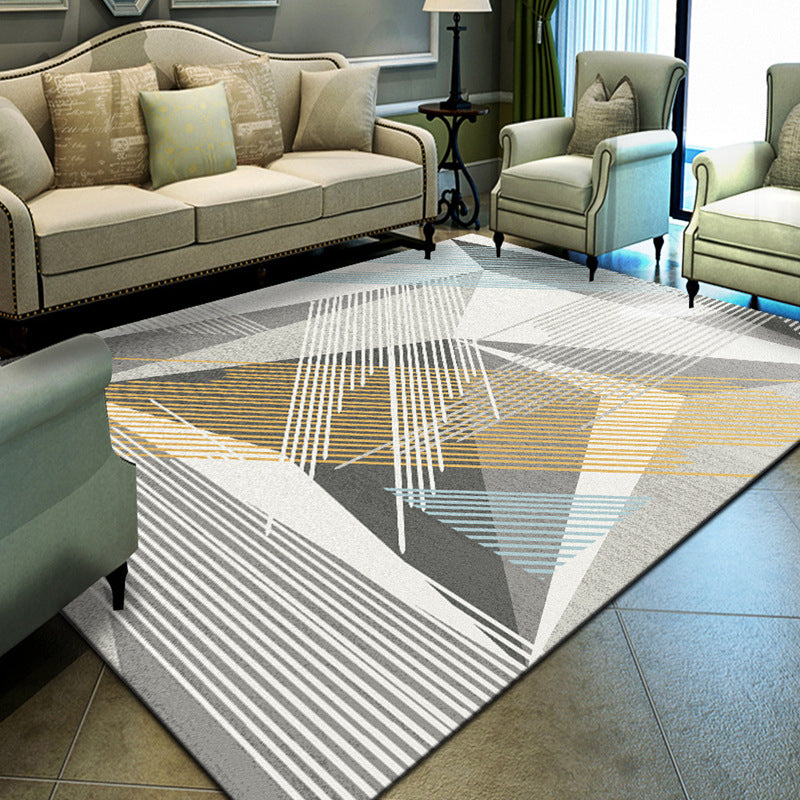 Unique Geometrical Print Rug Multi Color Modern Carpet Synthetics Stain Resistant Washable Non-Slip Backing Rug for Home