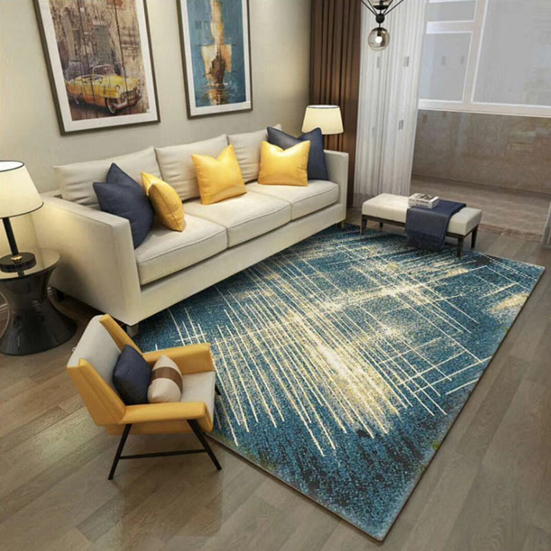Multicolor Modern Rug Polyester Graphic Print Area Carpet Machine Washable Anti-Slip Backing Stain Resistant Rug for Family Room