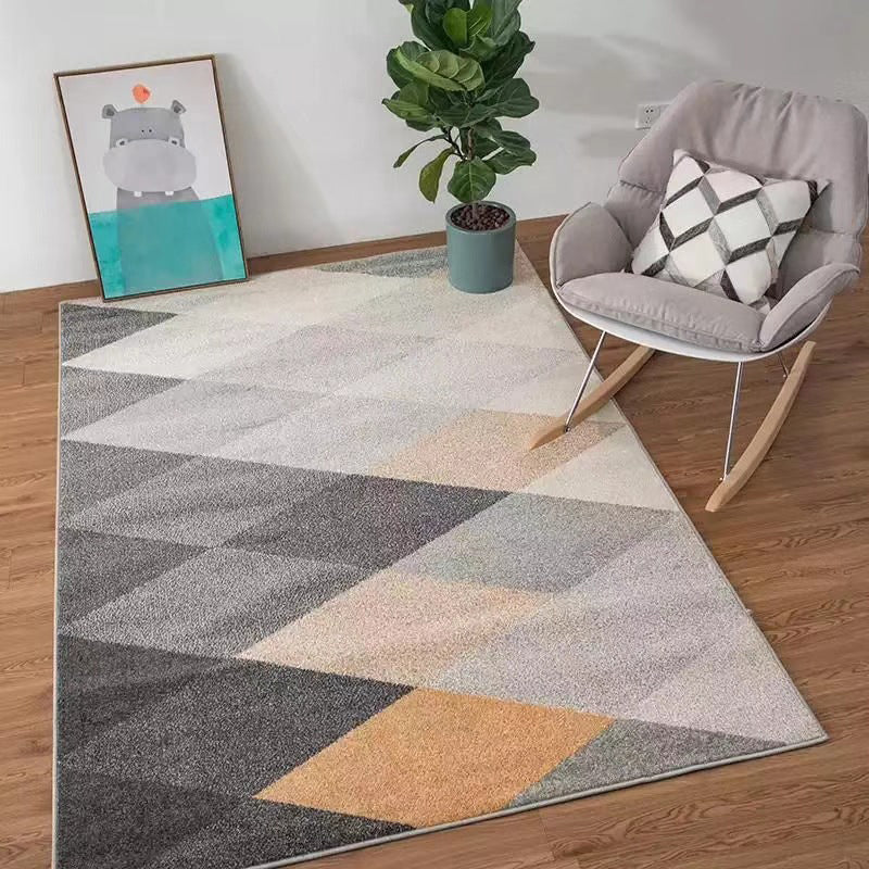 Multicolor Modern Rug Polyester Graphic Print Area Carpet Machine Washable Anti-Slip Backing Stain Resistant Rug for Family Room