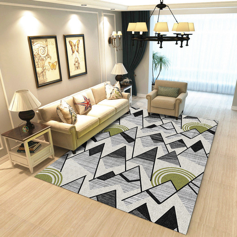 Nordic Drawing Room Rug Multi Colored Patterned Carpet Polypropylene Machine Washable Anti-Slip Backing Pet Friendly Rug