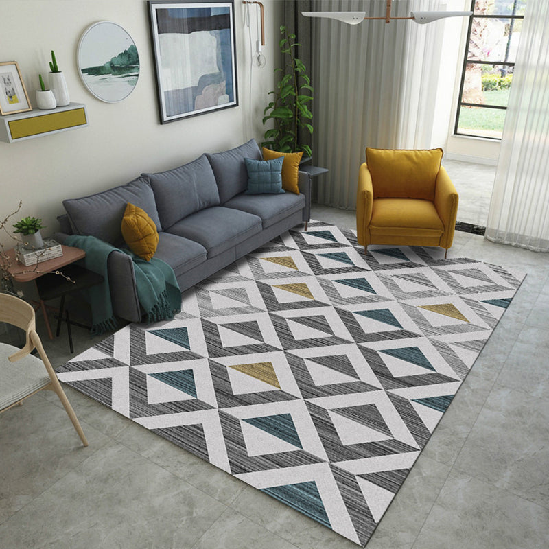 Nordic Drawing Room Rug Multi Colored Patterned Carpet Polypropylene Machine Washable Anti-Slip Backing Pet Friendly Rug
