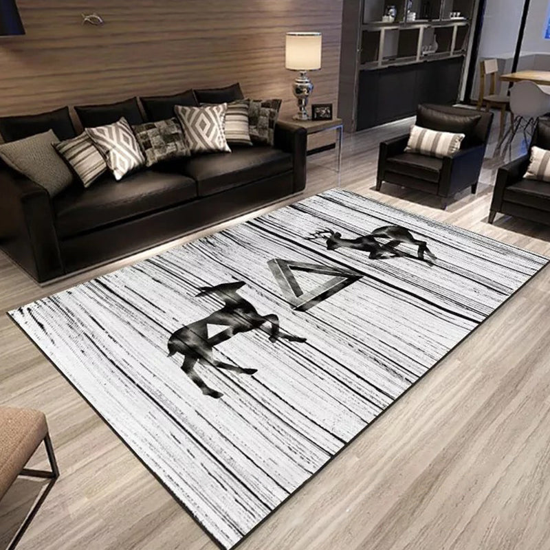 Multi-Colored Living Room Rug Contemporary Geometric Carpet Synthetics Stain Resistant Non-Slip Backing Washable Rug